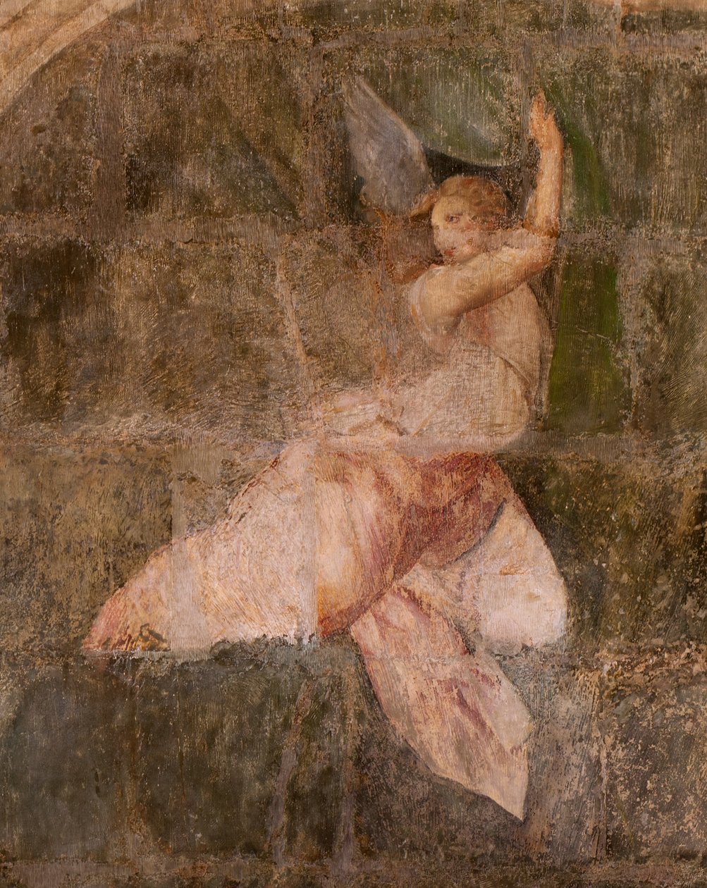 Igreja (Eglise Saint-Jean-Baptiste). Interior. Capela Saint-Fursy. Pinturas murais. A glorificação de Maria (fresque dite de la bonne mort). Início do século XVII. de French School