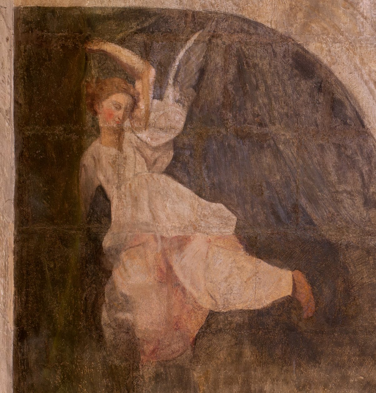 Igreja (Eglise Saint-Jean-Baptiste). Interior. Capela Saint-Fursy. Pinturas murais. A glorificação de Maria (fresque dite de la bonne mort). Início do século XVII. de French School
