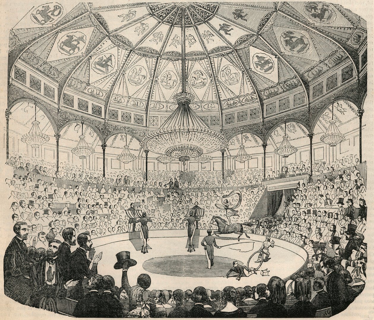 Cirque National des Champs Elysees no século XIX - Gravura em "Tableau-de-Paris" de Edmond Texier 1852 de French School
