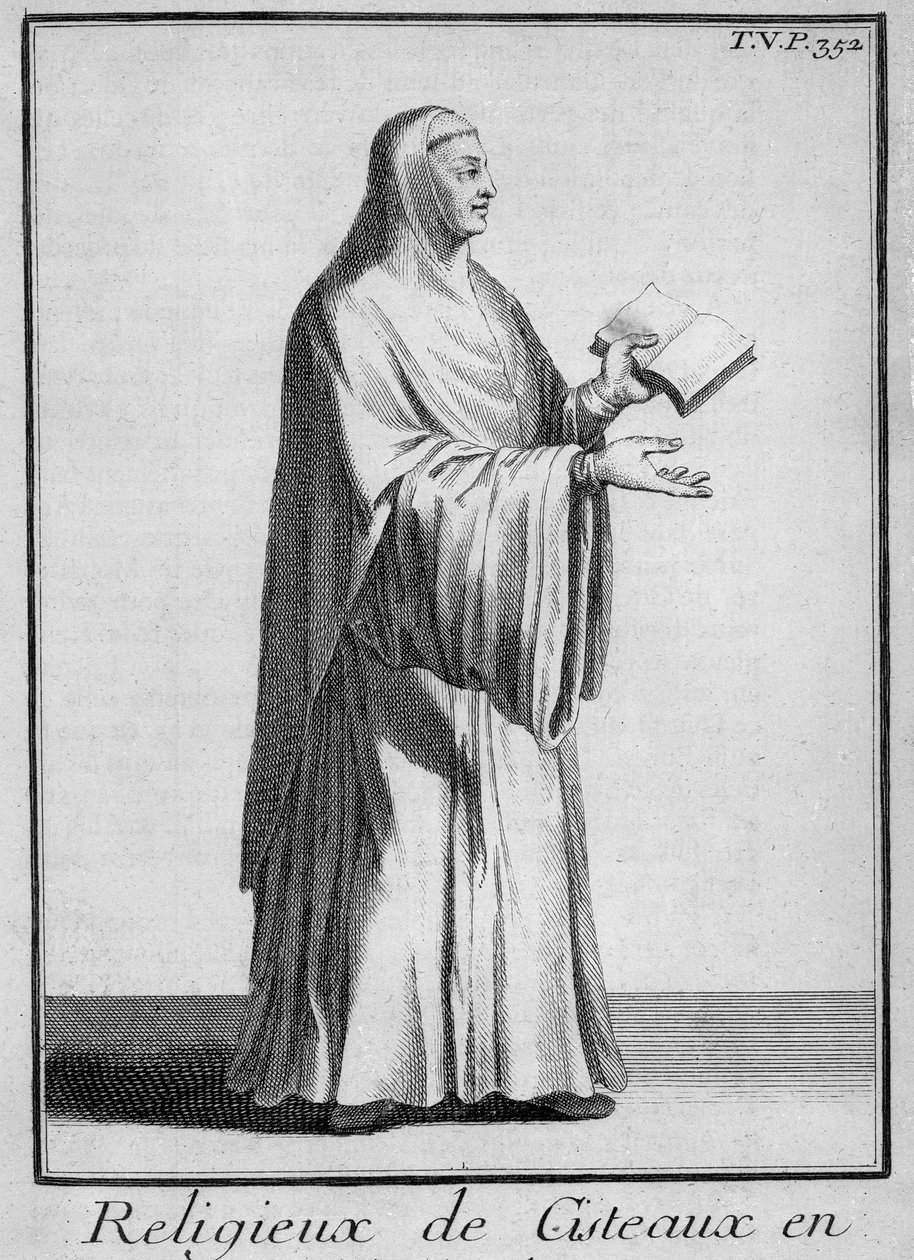 Freira cisterciense de hábito coral, c.1700 (gravura) de French School