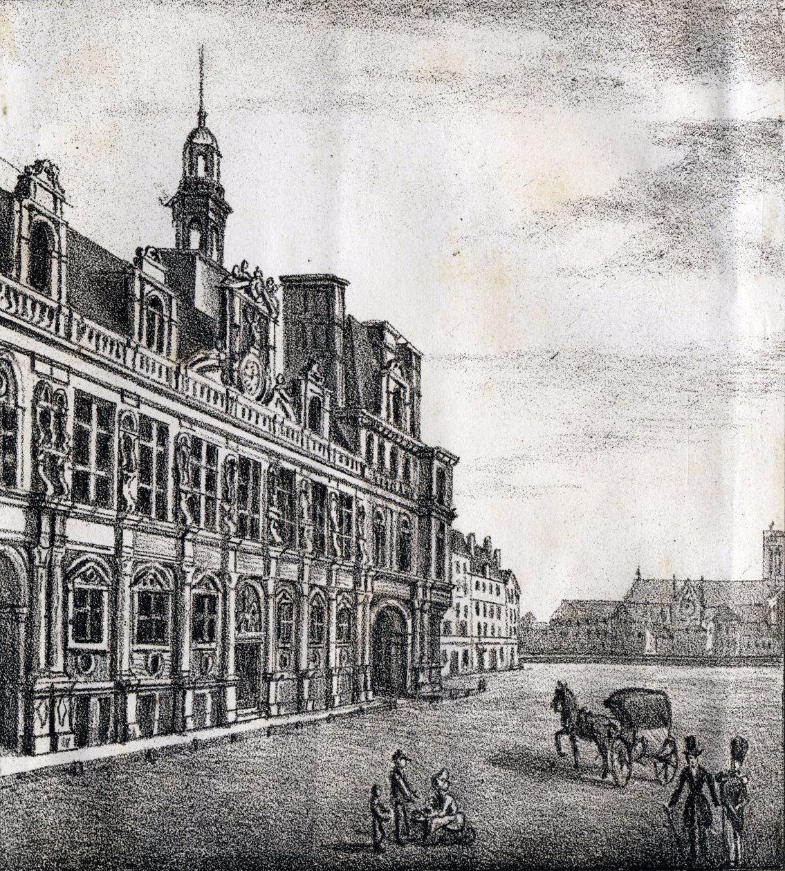 Prefeitura - "Alfabeto Pitoresco des Monumens de Paris" c.1840 (gravura) de French School