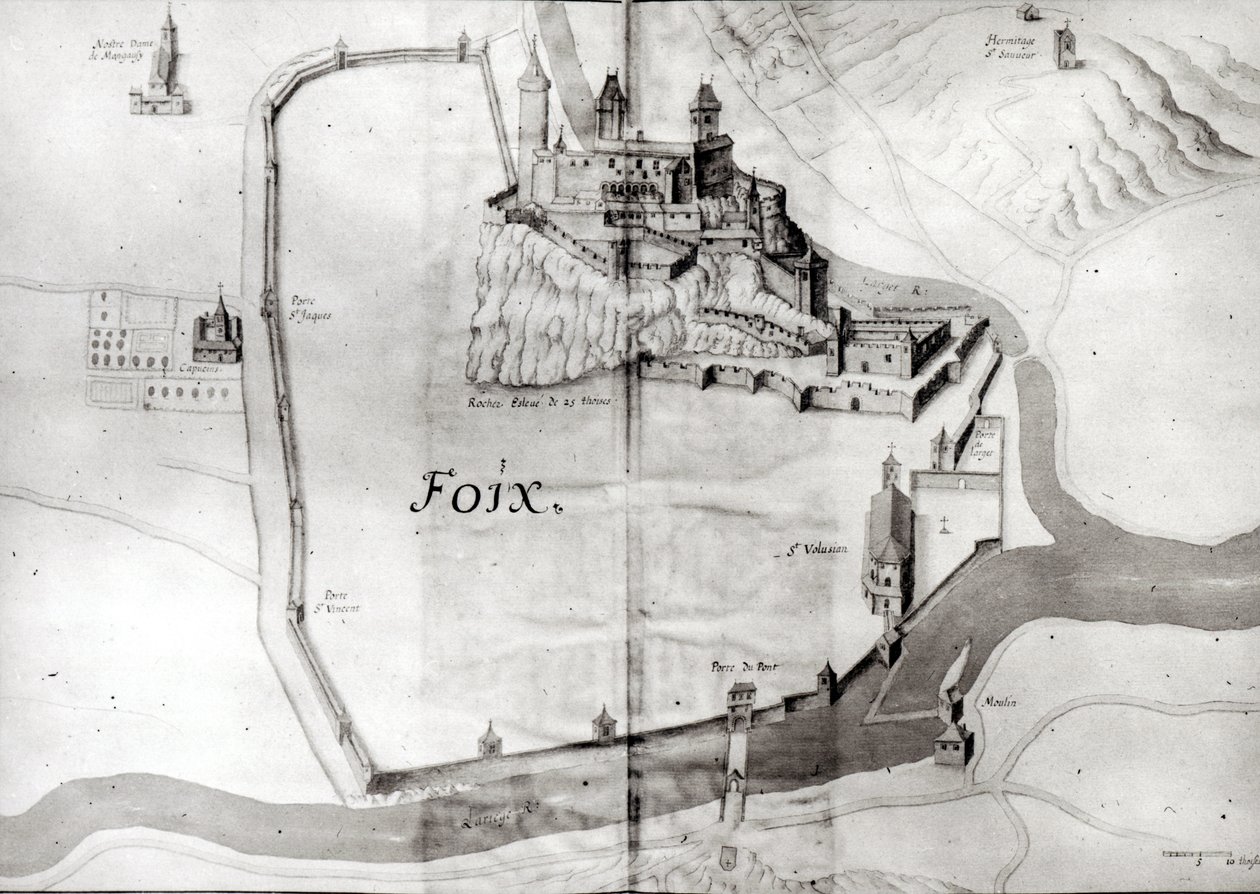 Cidade de Foix, do Grande Atlas, início do século XVII (wc no papel) de French School