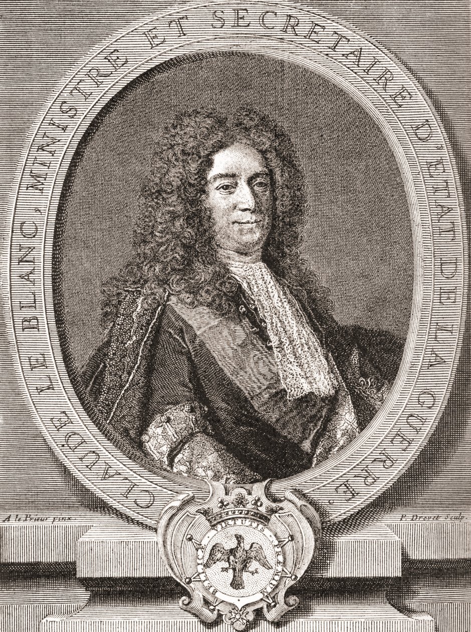 Claude Le Blanc, 1669 1728. Oficial real francês do antigo regime e duas vezes Secretário de Estado da Guerra. De Les Heures Libres publicado em 1908. de French School