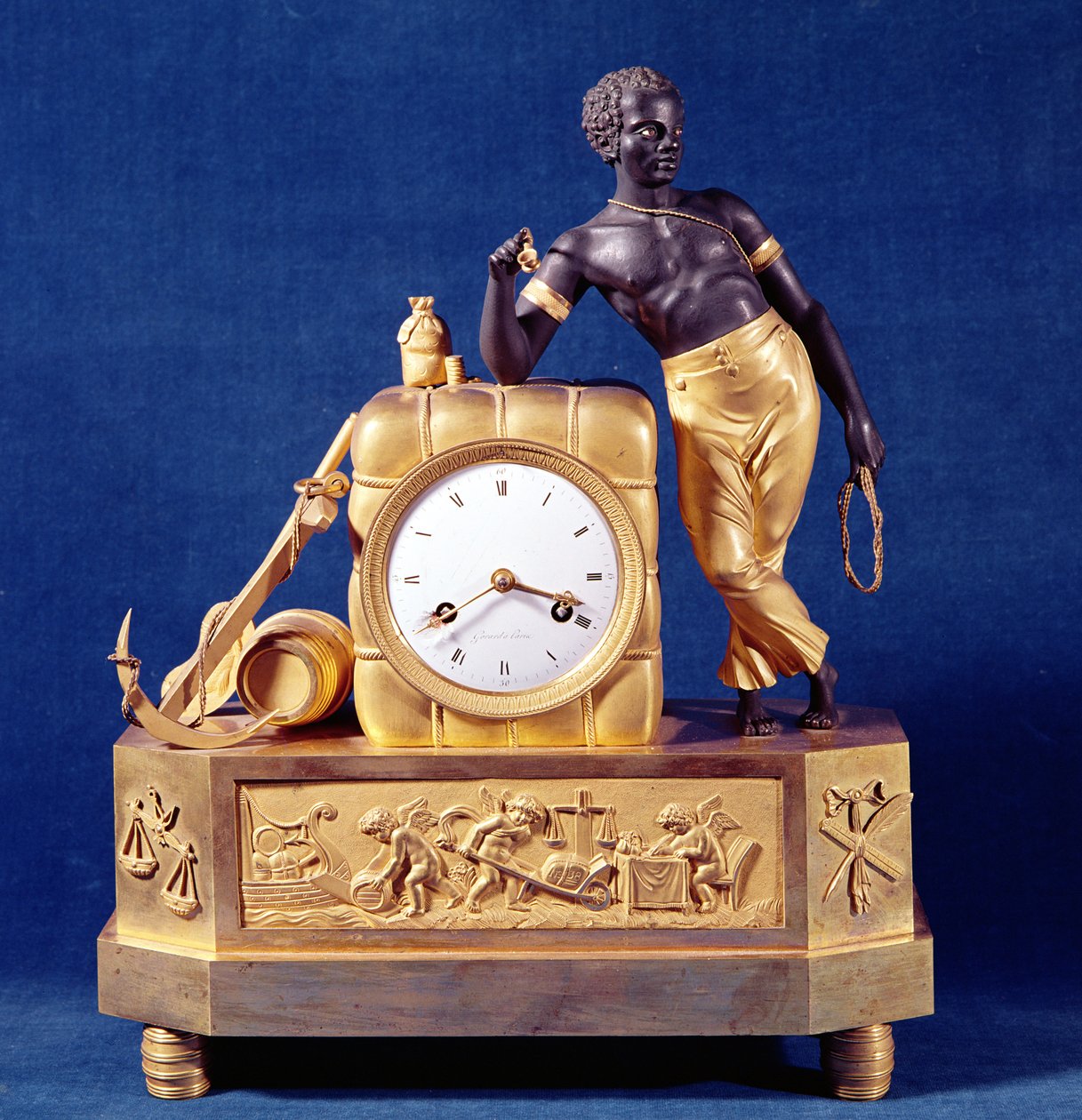 Relógio em forma de caução com uma estatueta, depois de 1787 (bronze) de French School