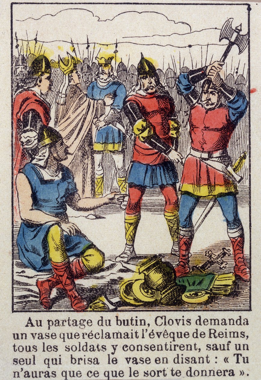 Clovis e o vaso Soissons - Imaging of Epinal of the 19th century de French School