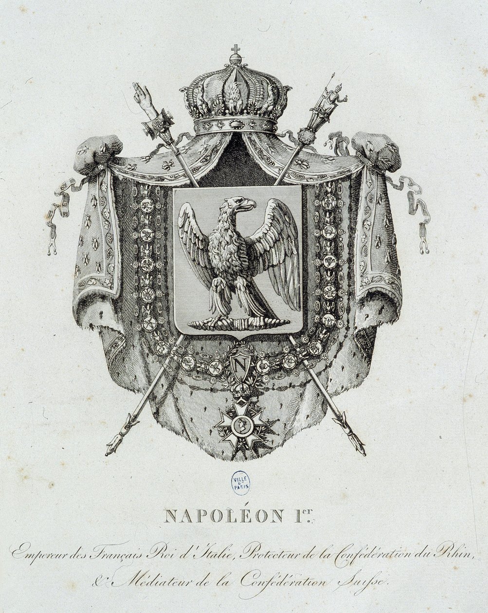 Brasão de armas de Napoleão 1er - em "Armorial General of the French Empire" por H. Simon de French School