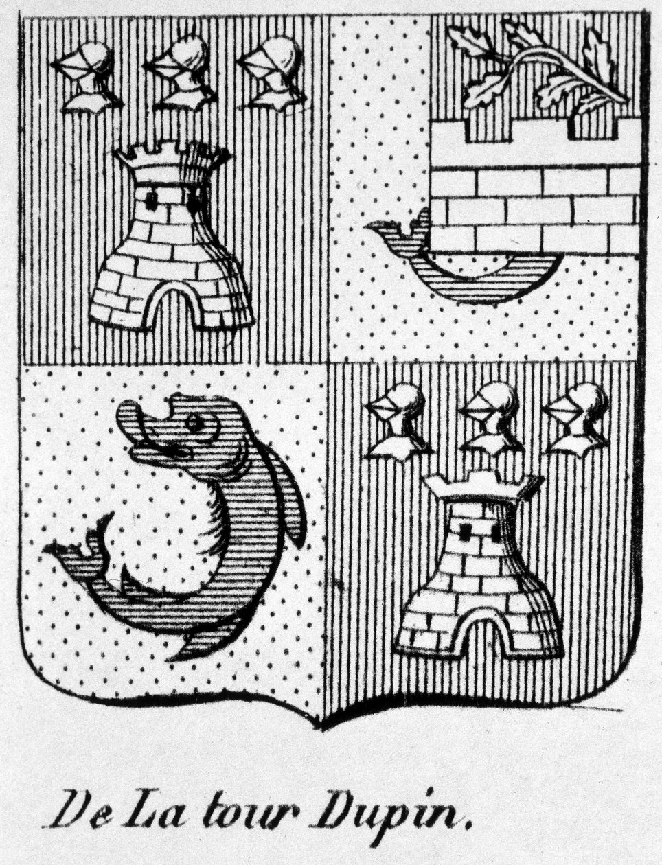 Escudo de armas de La Tour Dupin - em "O Armorial Geral do Império Francês" de Henry Simon de French School