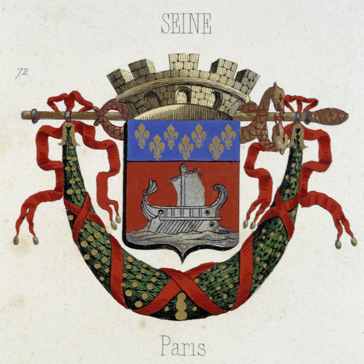 Brasão da Cidade de Paris - no "Armorial National de France", de H. Traversier, Paris de French School