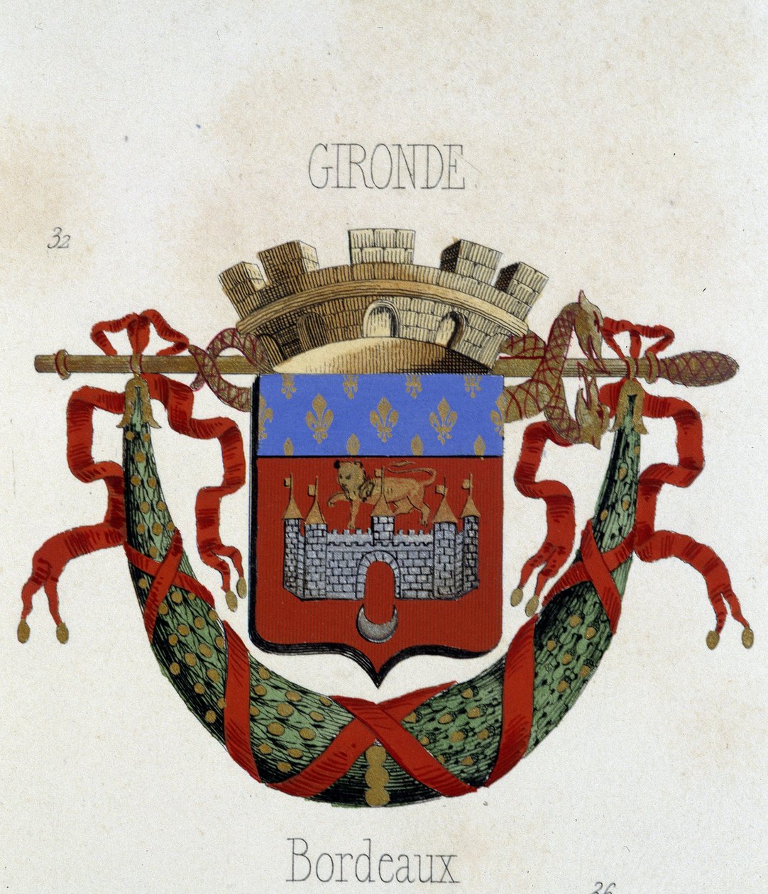 Brasão da cidade de Bordeaux - no "Armorial National de France", de H. Traversier, Paris de French School