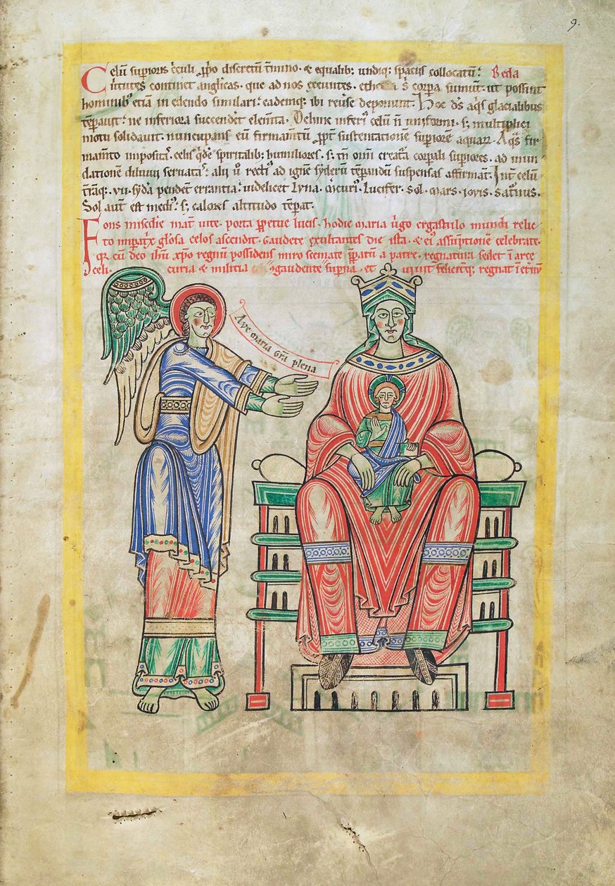 Bacalhau Guelf 1 gud. lat. (9r), Madonna e Child, de Liber Floridus por Lambert de Saint-Omer c.1120 de French School