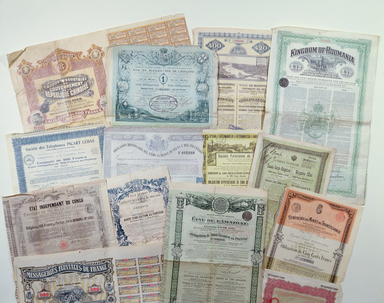 Recolha de certificados de obrigações, início do século XX de French School