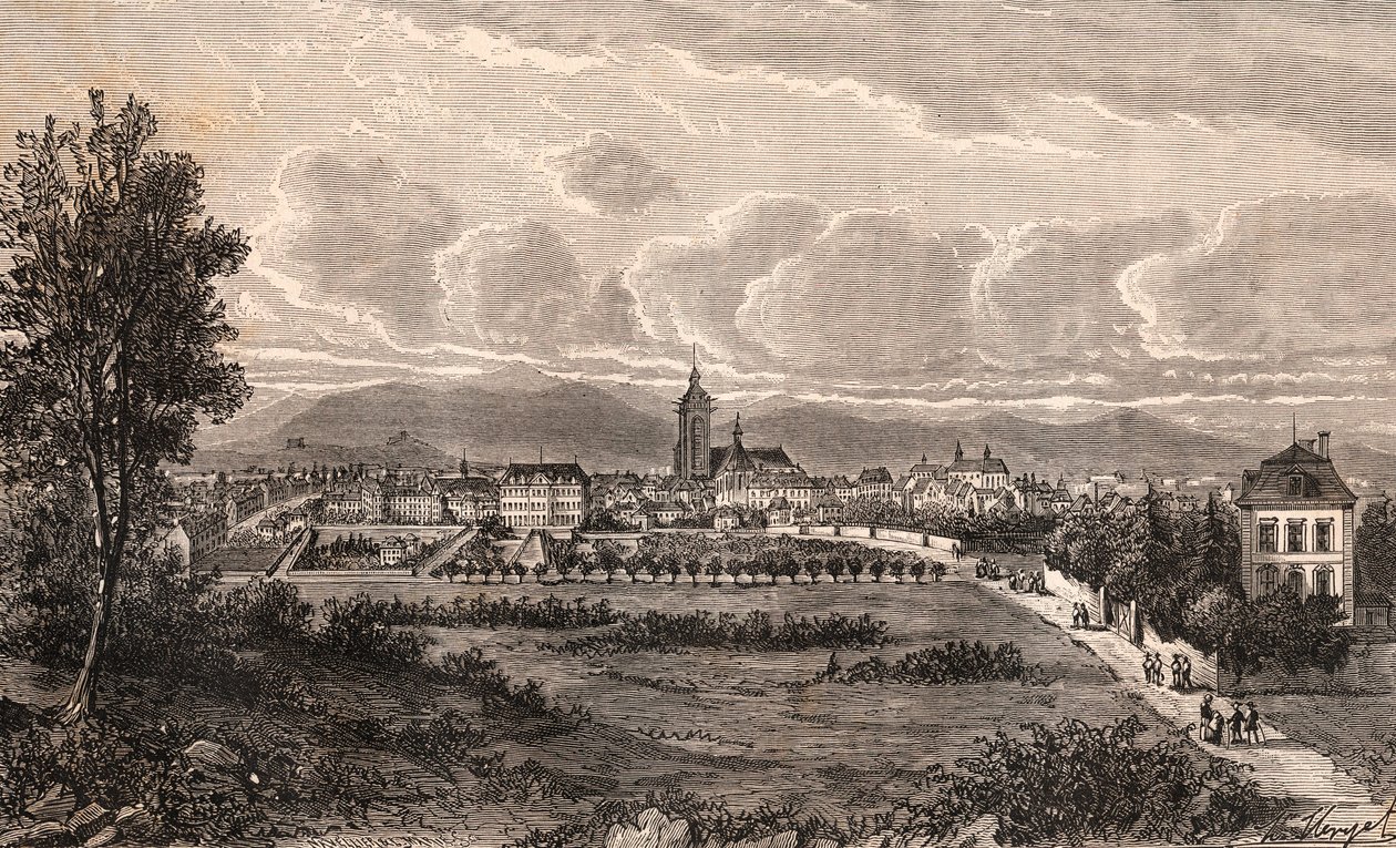 Colmar - Haut-Rhin, na Alsácia - gravura em "La France illustree: geographie, histoire, administration statistique" de V.A. Malt-Brown. 1884 de French School