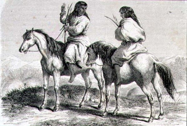 Índios comanches na década de 1860 (gravura) de French School