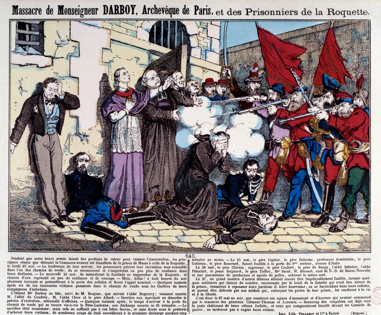 Comuna de Paris: Massacre de Monsenhor Darboy (1813-1871), Arquequequeque de Paris, e dos prisioneiros da Roquette, em 24 de maio de French School