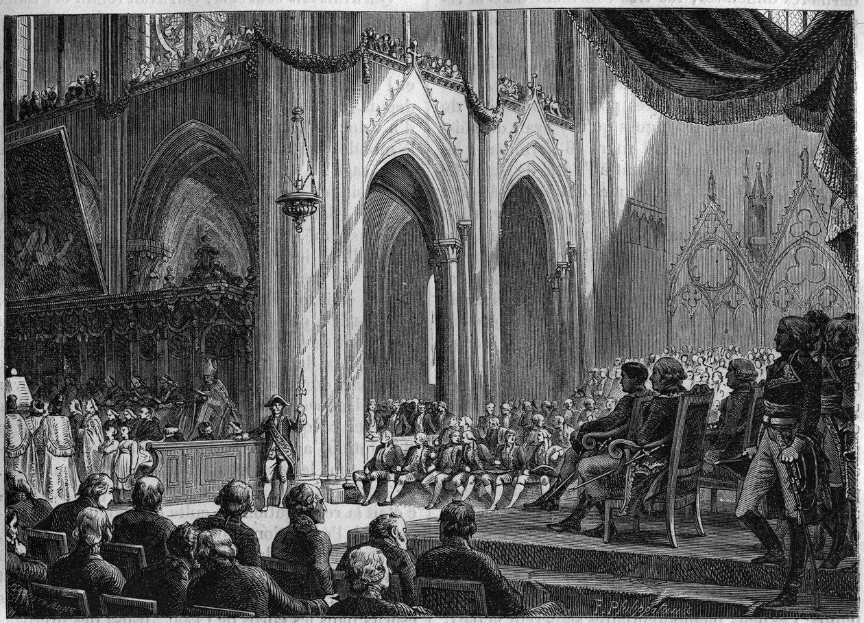 Concordata de 1801 - Reintrodução dos Ritos Católicos, Páscoa, 8 de Abril de 1802 Notre-Dame de Paris - Restauração oficial dos cultos na presença de Bonaparte: Te deum a Notre-Dame de French School