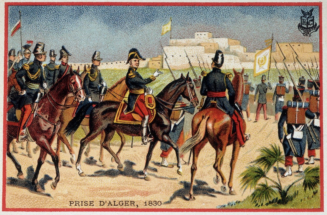 Conquista da Argélia: Marechal de Bourmont (Louis Auguste, Conde de Bourmont) (1773-1846) na tomada de Argel de French School