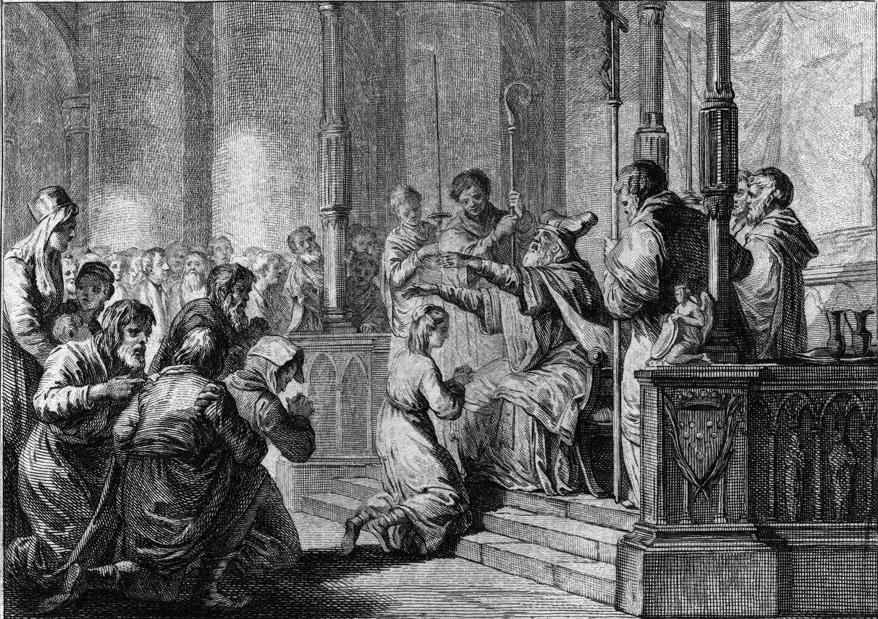 Consagração de Santa Genevieve, cerca de 430: Santa Germain, eveque de Auxerre de French School