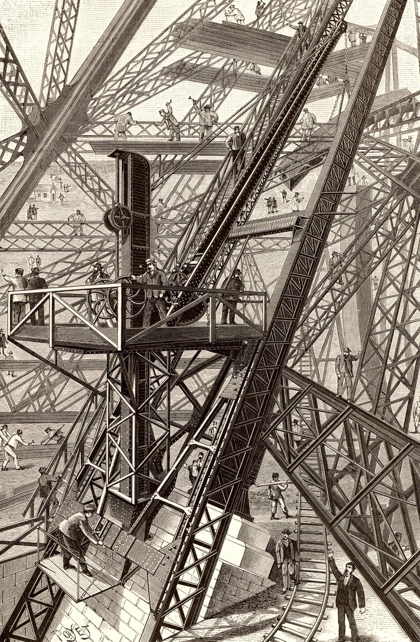 Construção da Torre Eiffel, Paris de French School