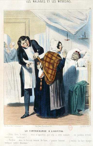 Contrabando no Hospital, meados do século XIX (cor litho) de French School