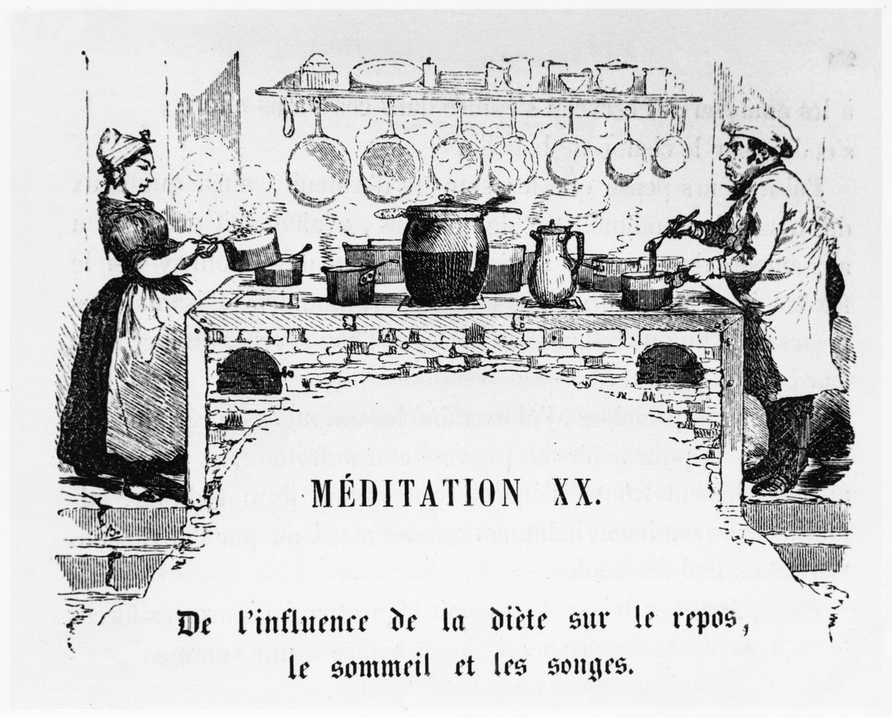 Culinária, ilustração de La Physiologie du Gout, ou Meditações de Gastronomia de Anthelme Brillat-Savarin (1755-1826) de French School