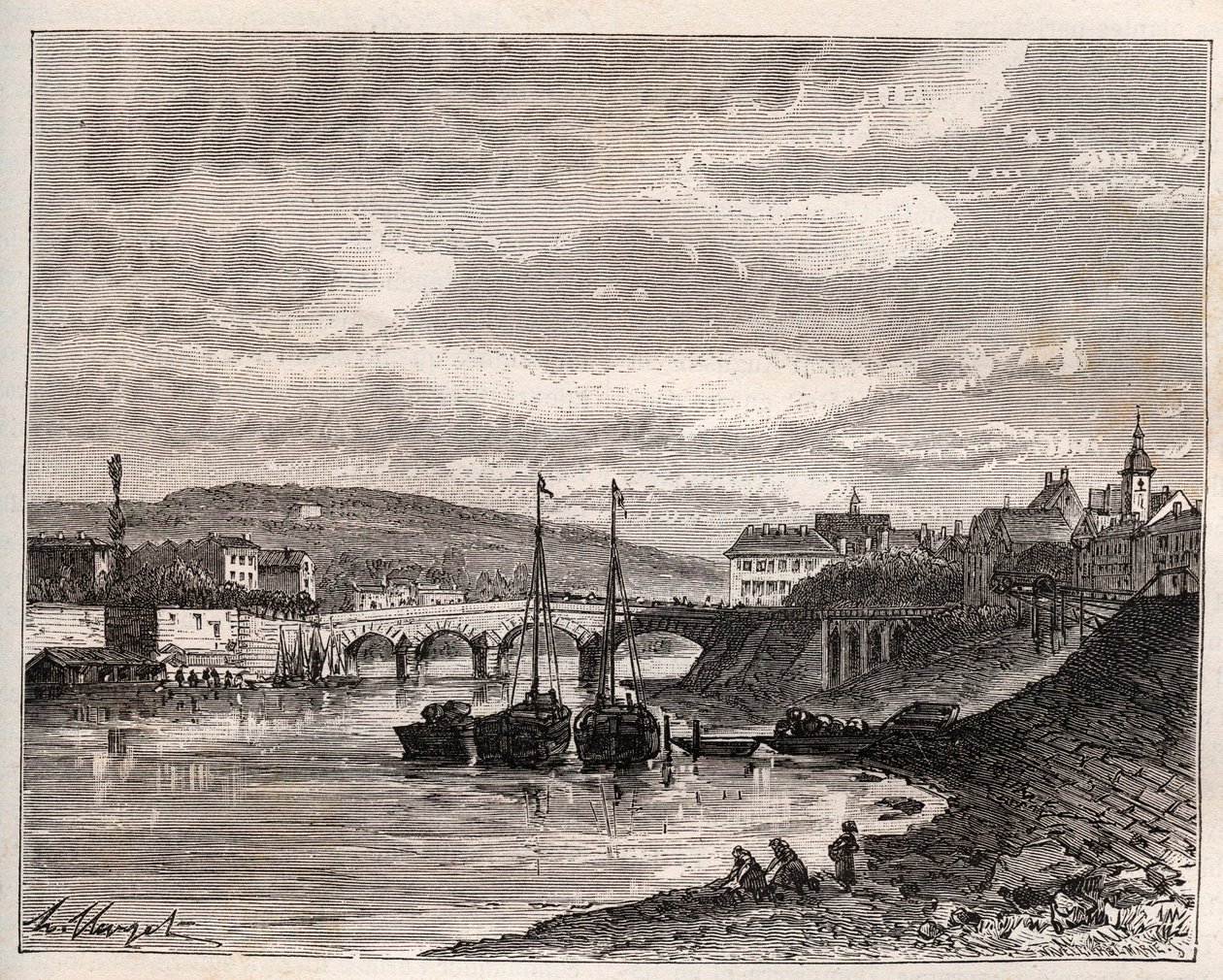 Corbeil Essonnes - gravura em "La France illustree: geographie, histoire, administration statistique" de V.A. Malt-Brown. 1884 de French School