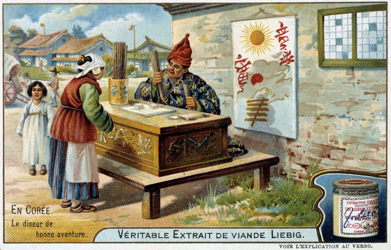 Koreas: a cartomante - cromo. Liébig, v.1900 de French School