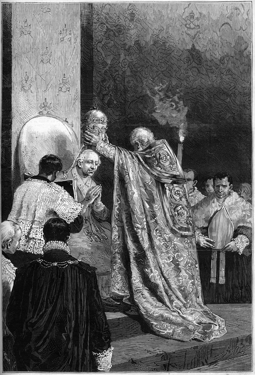Coroação do Papa Leão XIII (Leone) (1810-1903) na Capela Sistina de French School