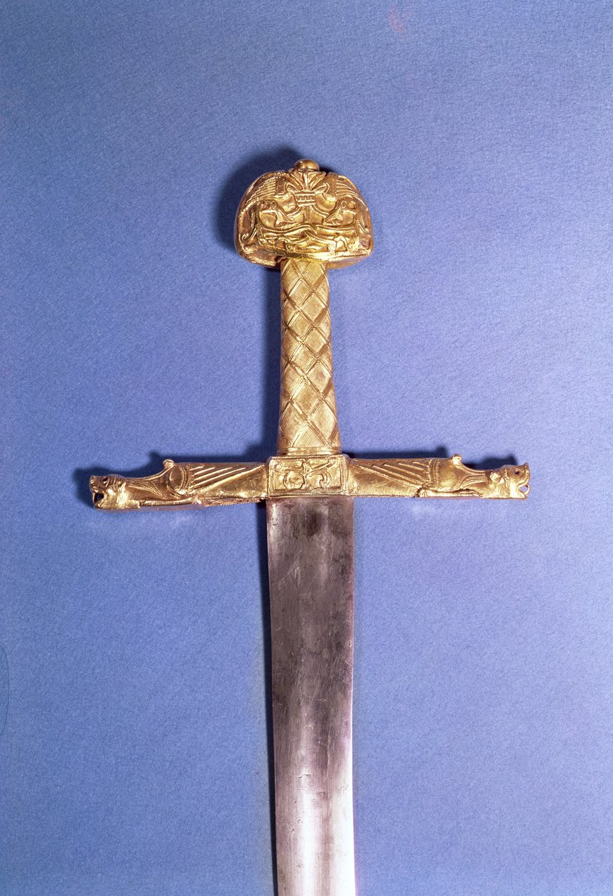 Espada de coroação dos reis da França, pertencente a Carlos Magno (742-814), conhecida como `Joyeuse (metal) de French School