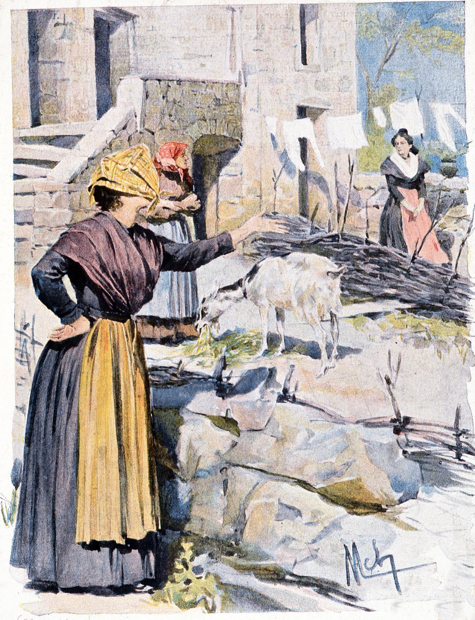Mulheres corsas em uma vila de French School