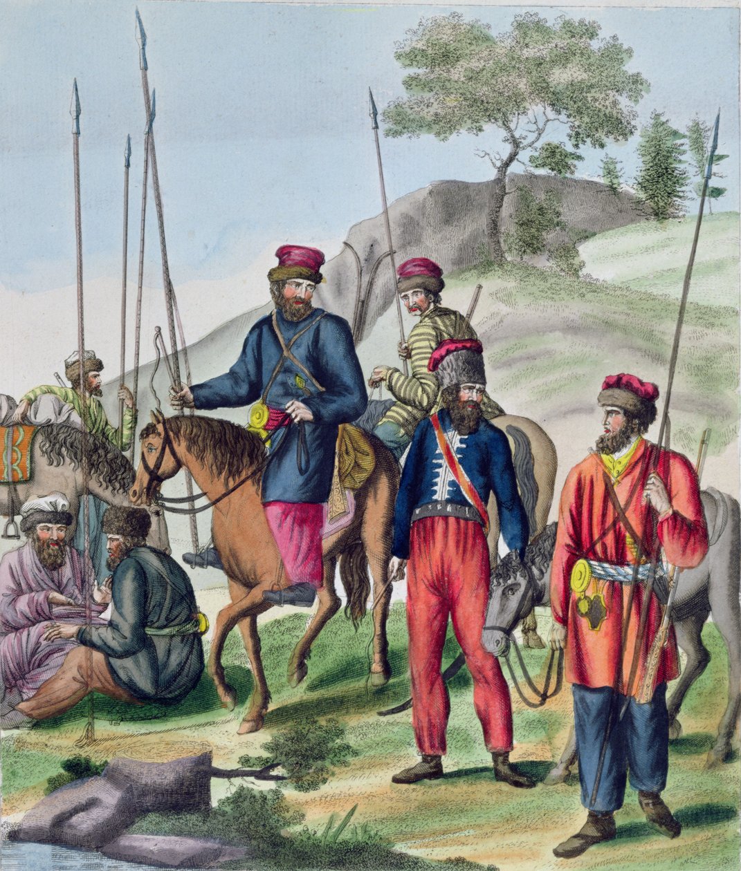 Cossacos no exército russo, c.1814 de French School