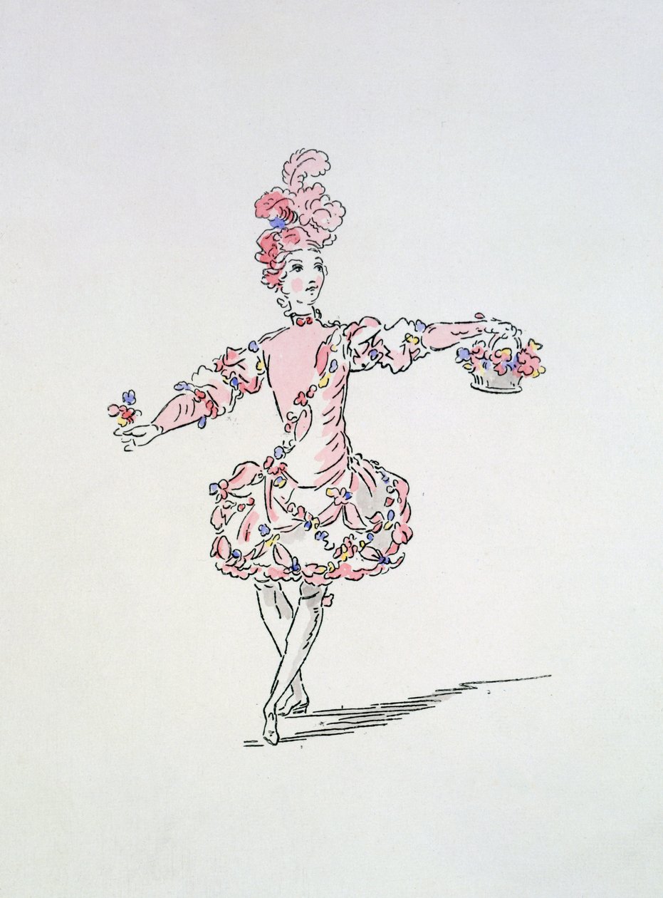 Figurino para um jovem egípcio como primavera em Les Fetes de LHymen (gravura colorida à mão) de French School