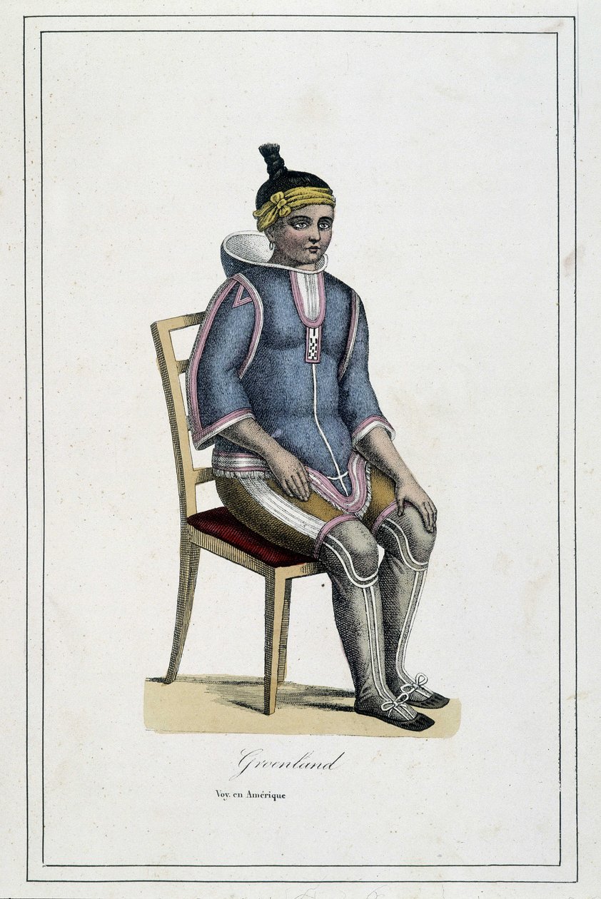 Traje da Groenlândia - no "Album des voyages, les peuples de la terre" do Abade Paul Jouhanneaud, Librairie des Bons Livres, Limoges de French School