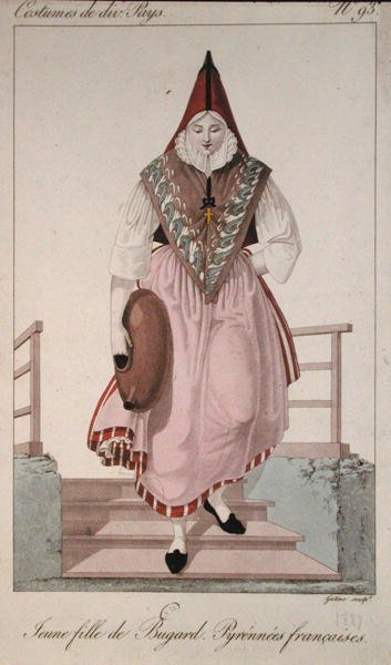 Roupa de uma jovem de Bugard, nos Pirenéus Franceses de French School