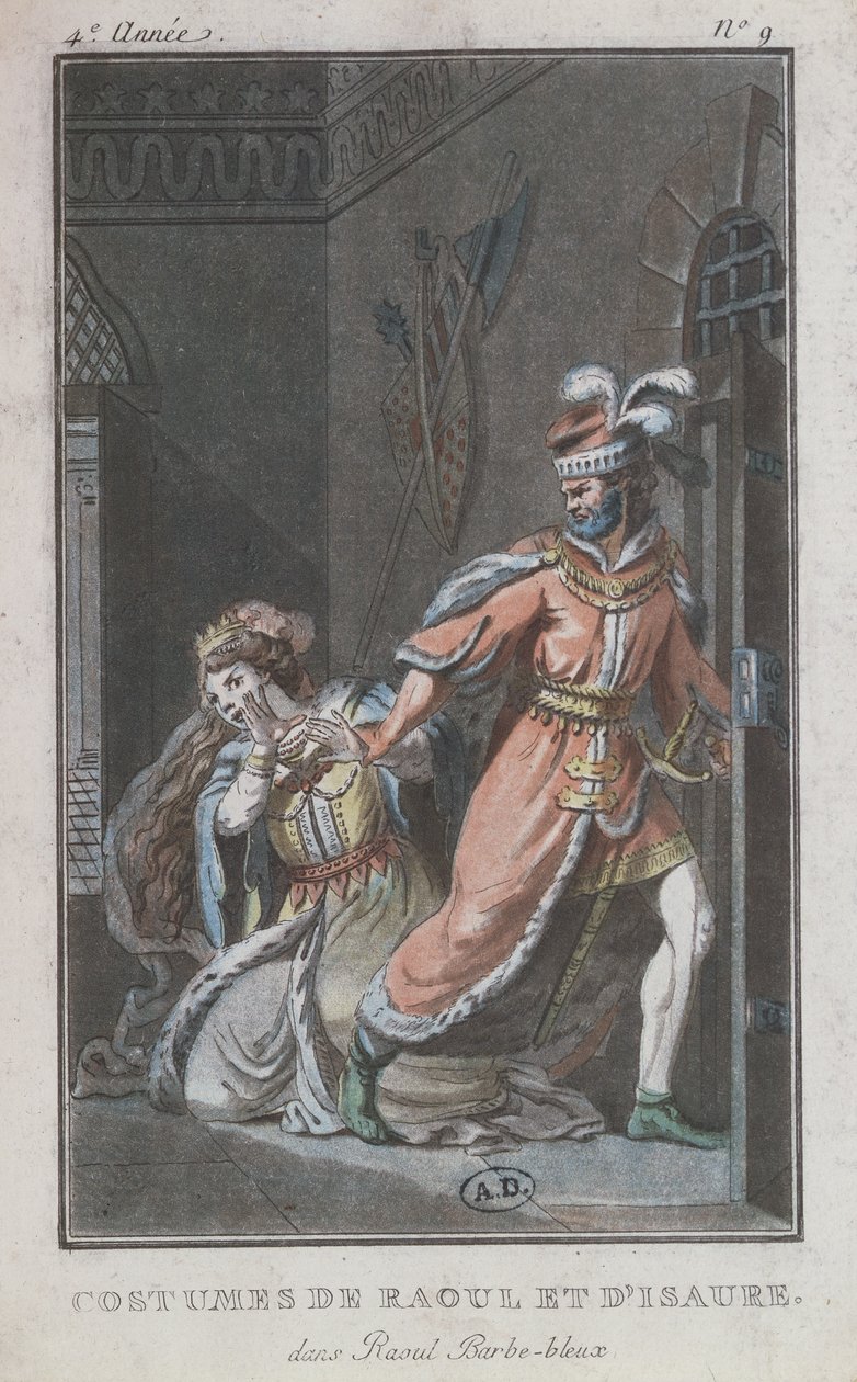 Trajes de Raoul e Isaure, da ópera Raoul Barbe-Bleue, 1790 de French School