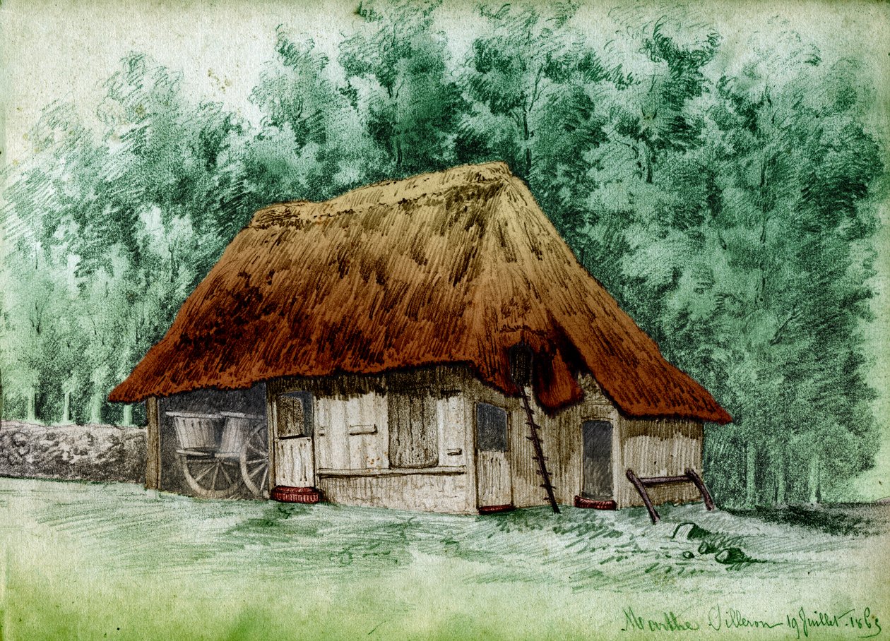 Casa de campo em França. (desenho de French School