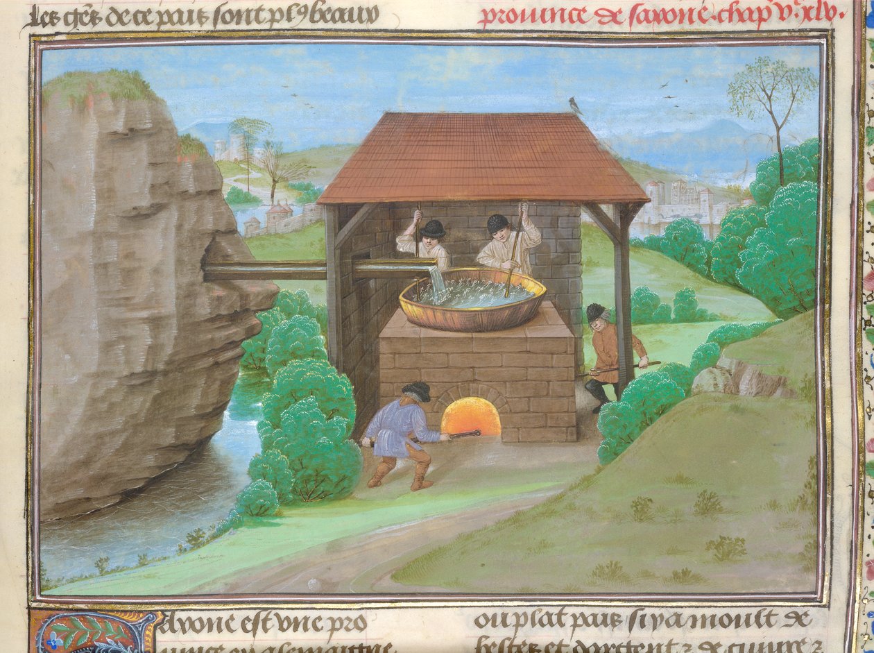 Algodão Augusto V, f.363 Saleiro com panela e forno, ilustração de 