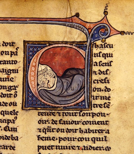 Casal abraçando na cama (vellum) de French School