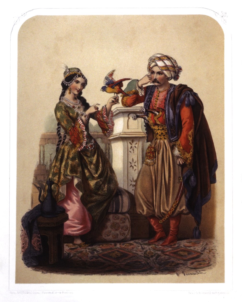 Casal na Turquia, c.1850 (litografia) de French School