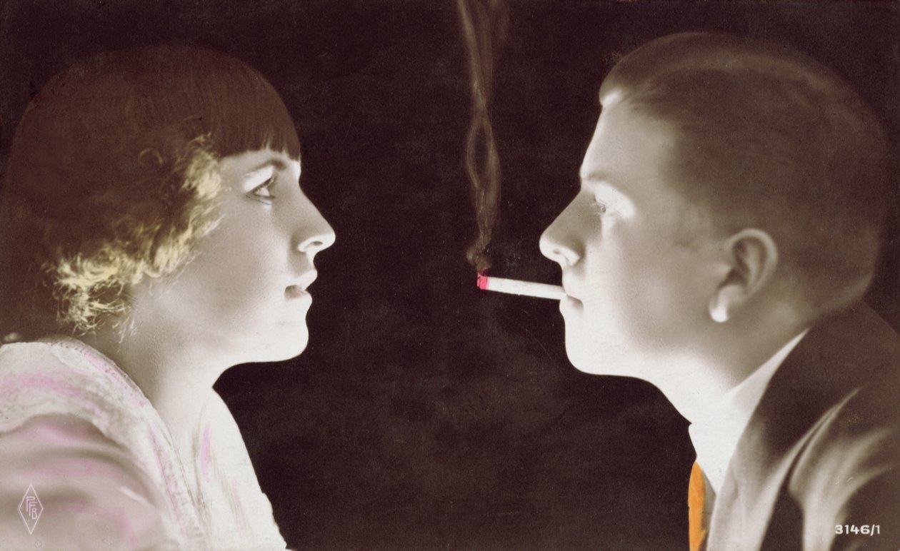 Casal com um cigarro, 1917 de French School