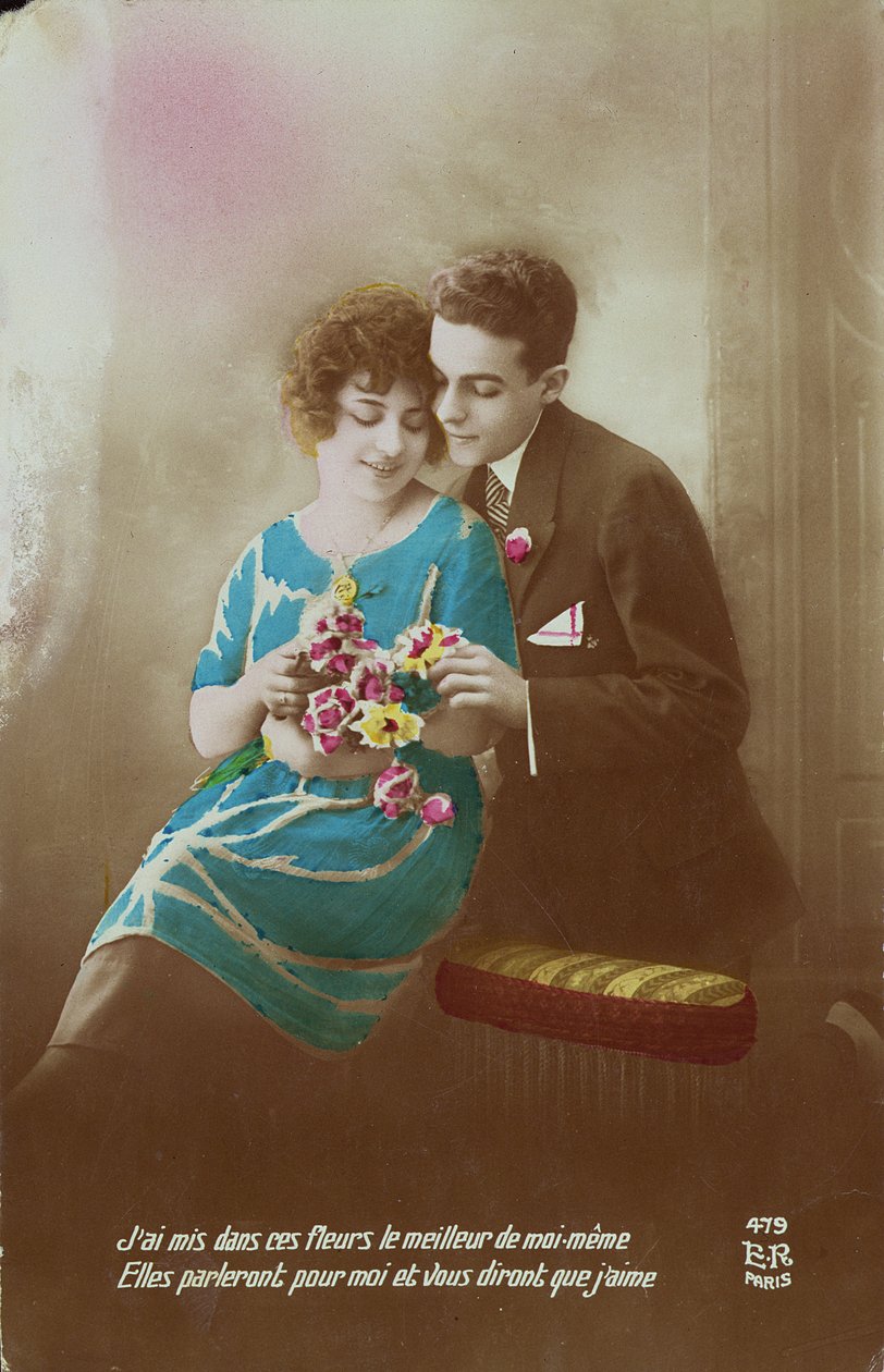 Casal com flores, 1910-20 de French School