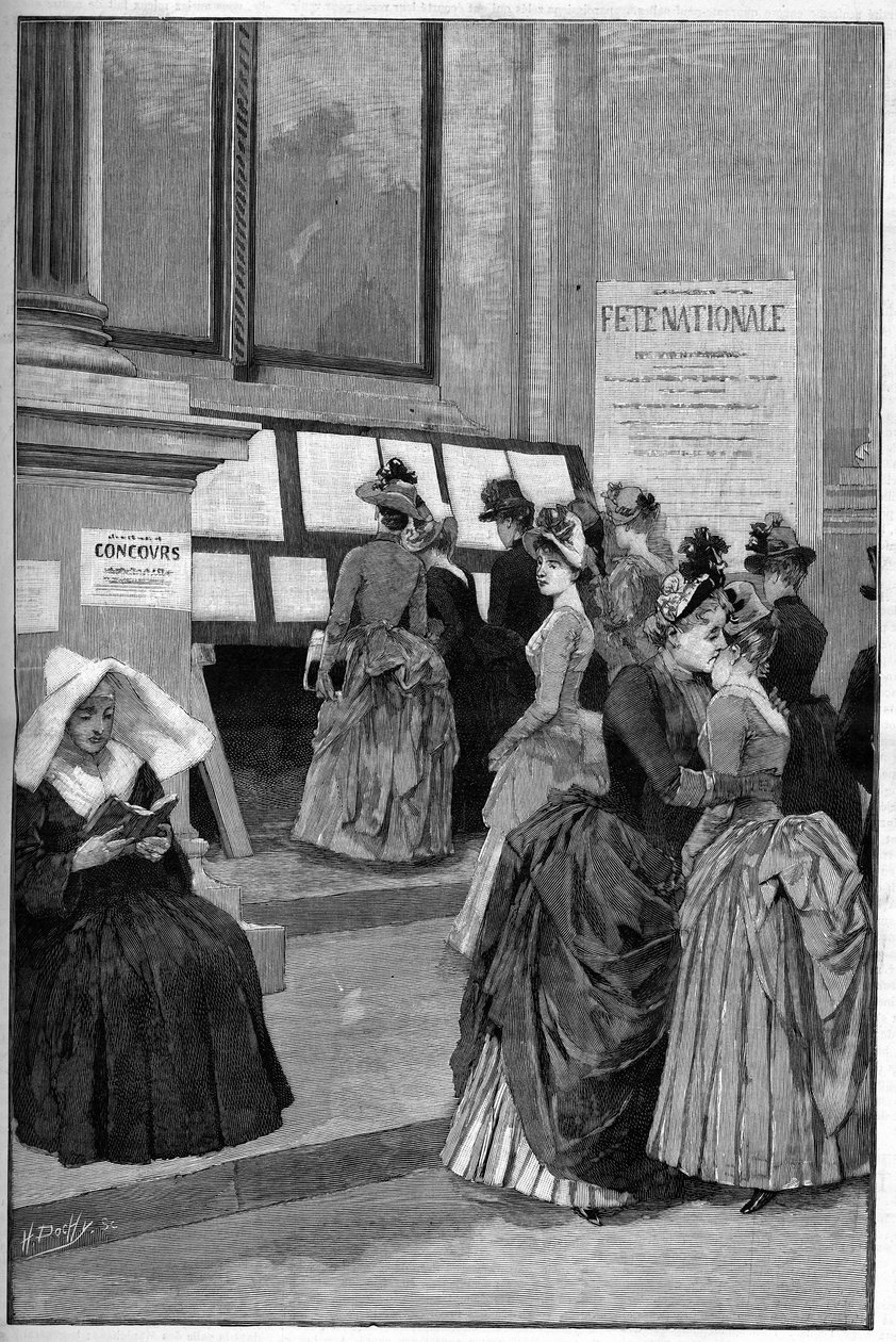 Cour des Tuileries: Os resultados dos exames de admissão no Hotel de Ville de Paris para jovens raparigas em 1887. de French School