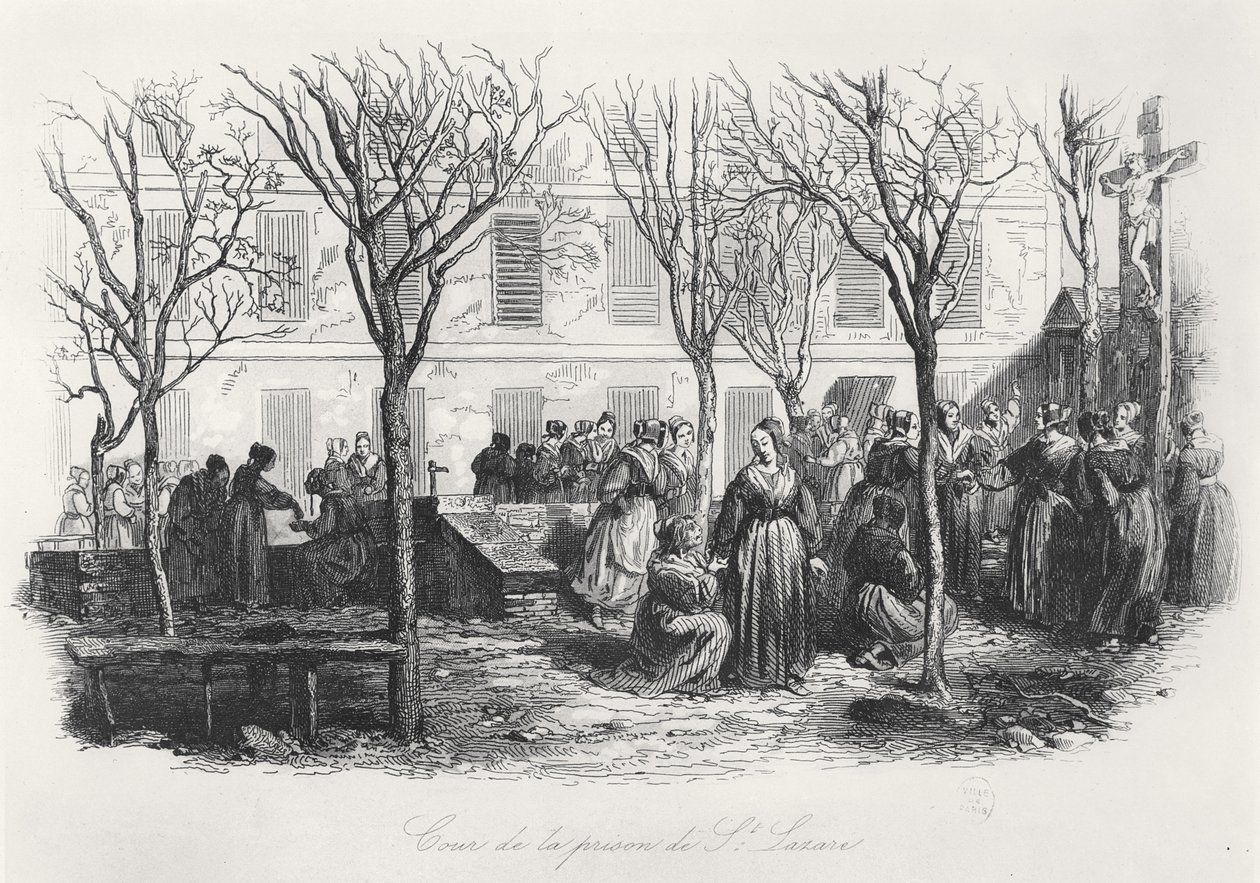Pátio da Prisão de Paris St. Lazare, c. 1840 de French School