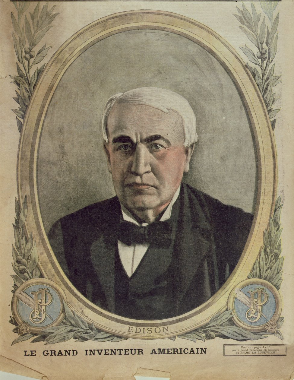 Ilustração da capa do Le Petit Journal representando Thomas Alva Edison, 1917 de French School