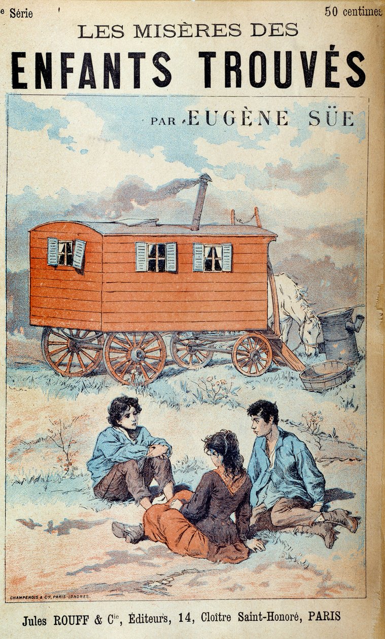 Capa do livro de Eugene Sue "Les miseres des enfants found" (Les miseres des enfants found) de French School