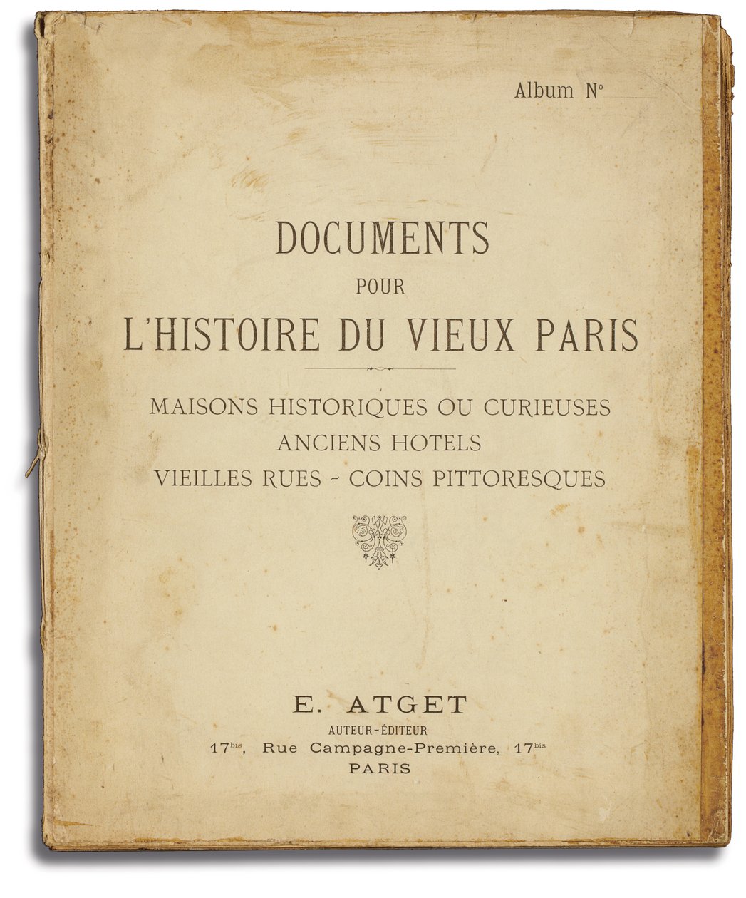 Capa do álbum "Documents pour l" histoire du vieux Paris "de Eugene Atget, c.1910 de French School