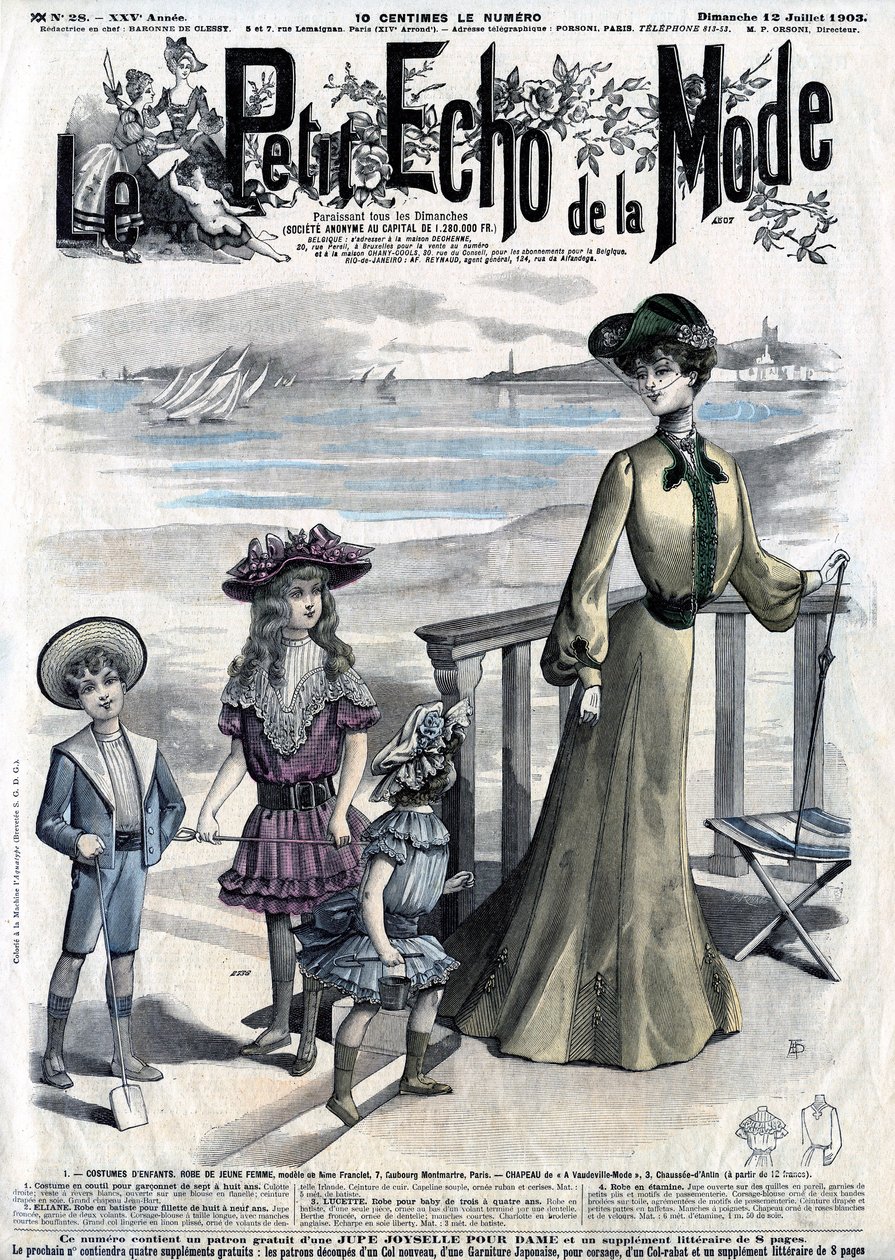 Capa da revista feminina (jornal semanal) Le Petit Echo de la Mode, n28 de 12 de julho de French School