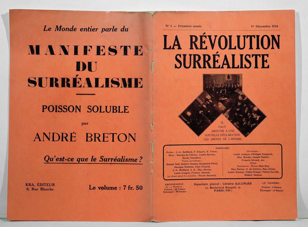 Capa da primeira edição da revista La Revolution Surrealiste, 1 de dezembro de 1924 de French School