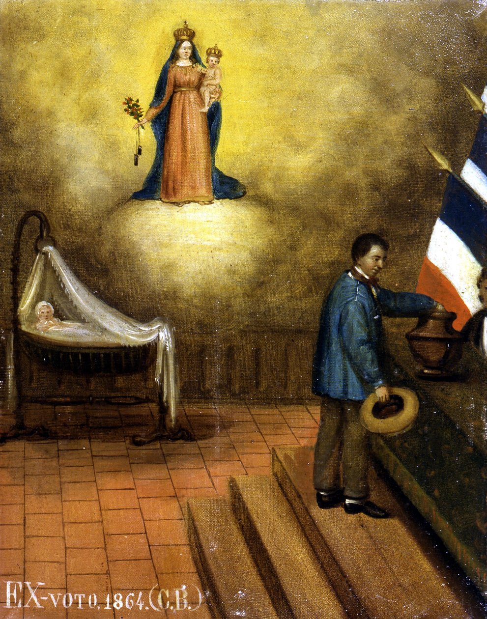 Berço numa mesa de voto - ex-voto, Musée de Jouques de French School