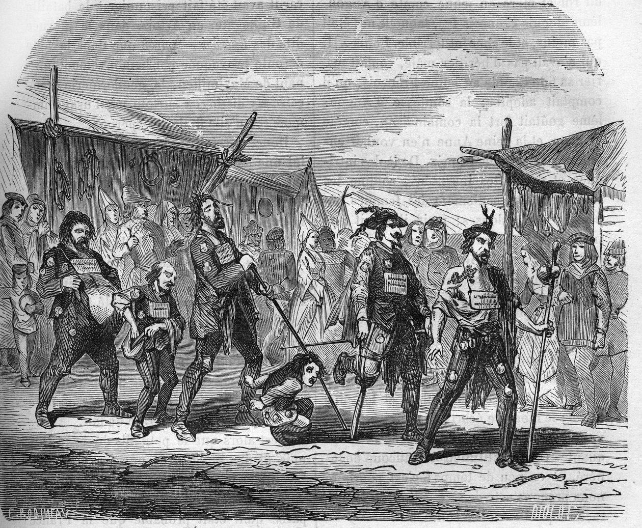 A criminalidade na Idade Média: os Malandrins. Gravação em "A história da prostituição e do deboche entre todos os povos do mundo desde a antiguidade até os dias de hoje" pelo Dr. Th. -F. Debray. 1879. de French School