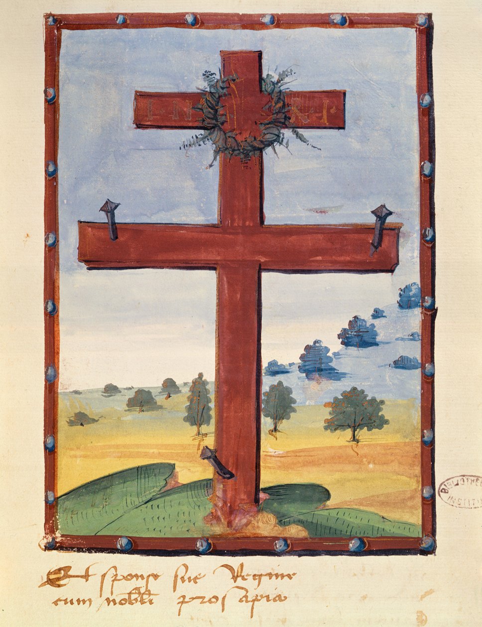Cruz de Lorraine, miniatura de um manuscrito relativo a Rene II (1451-1508) Duque de Lorena de French School